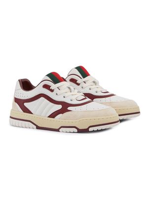 Sneaker Gucci Re-Web in pelle avorio GUCCI KIDS | 793062AAEDR9545